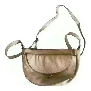 Lucky Brand Vintage Leather Crossbody Bag Tan Crescent Shoulder Boho Purse